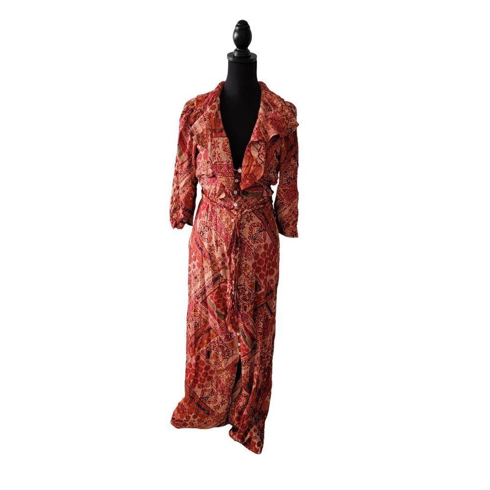 NWOT Free People Boho Robe Lennon Dress Maxi Button Front Size Small Retail $168 - Picture 4 of 16